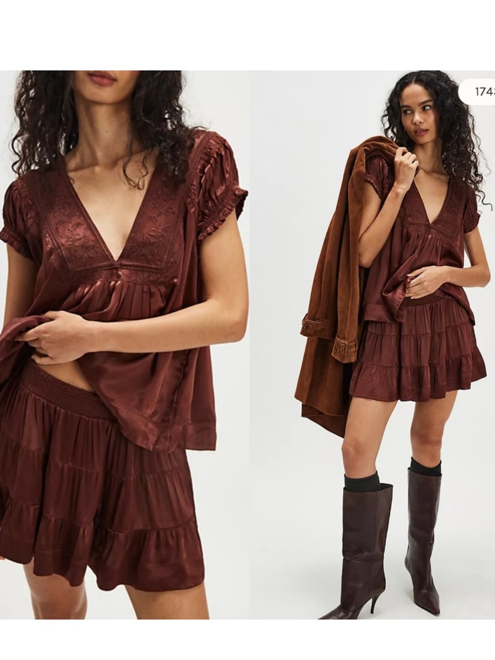 Free People Rivington Mini Skirt Set NWT XS